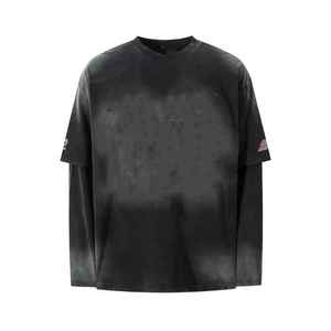 Custom Oversize <b>Waffle</b> Knit 100% Cotton Double Layer Long Sleeve T-<b>shirt</b> for Men - Product Image 3