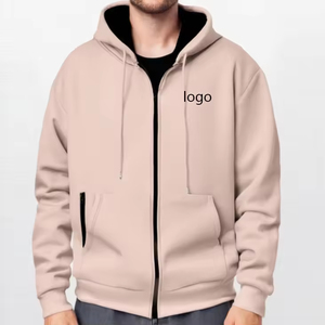 2025 sweat à capuche à fermeture éclair personnalisé pour hommes poids lourd 100% coton matériel vêtements hiver blanc broderie impression hommes sweats à capuche - Product Image 2