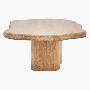 Mesa de Comedor de Madera de Acacia Rústica con Acabado Marrón, Diseño Único Hecho a Mano, Forma Irregular, Resistente y Duradera para el Hogar - Product Image 4