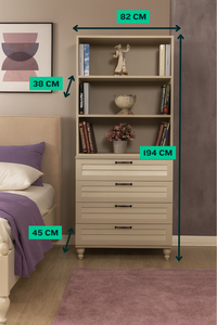 Ensemble commode et bibliothèque moderne Arion Kids Pera, corps en MDF avec pieds en bois, ensemble de rangement compatible pour adolescents - Product Image 2