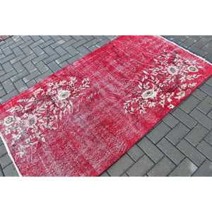 Tapis turc vintage 3,7x6,4 pi (113x195 cm), tapis oriental rouge - Product Image 2