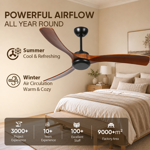 Ventilador de Techo Moderno de Madera Sólida de 72 Pulgadas, Sin Luz, Montaje con Barra de Sujeción, con Control Remoto, Motor DC, para Patio y Casa de Campo, Disponible en EE. UU. - Product Image 2