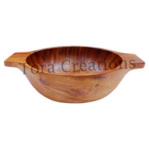 Tora Creations TC10007 - Tazón para Servir Hecho a Mano con Madera de Neem Sólida, Sin Recubrimiento, Ecológico, Duradero, Multiusos, para Ensaladas, con Logotipo Personalizado, Moderno - Product Image 4