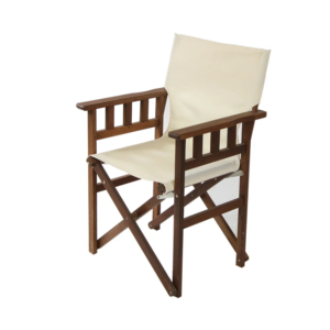 Luxury Solid Teak Round <b>Dining</b> Table Set with Canvas Armchairs Modern Outdoor Resort Furniture - Product Image 1