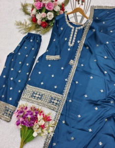 <b>Wedding</b> Wear Heavy Chinon Silk <b>Top</b>-Palazzo And Dupatta - Product Image 4