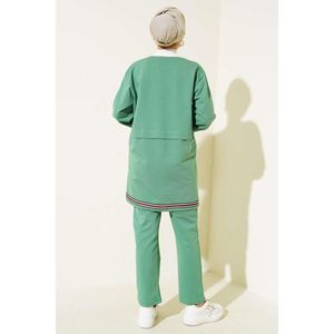 ชุด2ชิ้นซิปคอเสื้อมีโครงสีเขียวอัลมอนด์ - Product Image 2