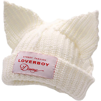 Gorro con Orejas de Gato para Mujer, Gorro Jacquard, Gorro de Lana de Punto, Azul, Negro, Varios Colores Personalizados