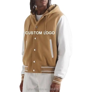 <b>Varsity</b> <b>Jacket</b> With White Leather Sleeve Sports Baseball <b>Bomber</b> <b>Jacket</b> Wears <b>Men</b> Letterman <b>Jacket</b> Embroidery Patch - Product Image 1