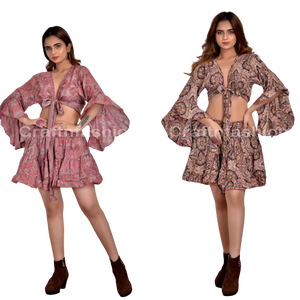 Minivestido de crepé de verano bohemio de moda de Europa, estampado floral ecológico, imperio occidental sin tirantes, surtido transpirable - Product Image 6