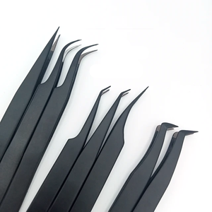 Pince à cils à pointe de fibre de logo imprimé 45 75 pince à épiler à 90 degrés pince à épiler d'extension de cils de marque privée personnalisée - Product Image 1