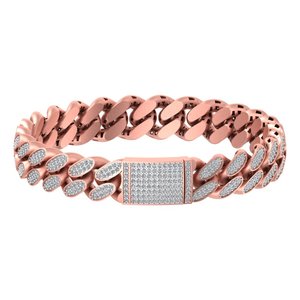Pulsera cubana de Hip Hop de oro de 14 quilates con diamantes cultivados en laboratorio Opciones de Rosa Blanca Amarilla Regalo certificado IGI - Product Image 3