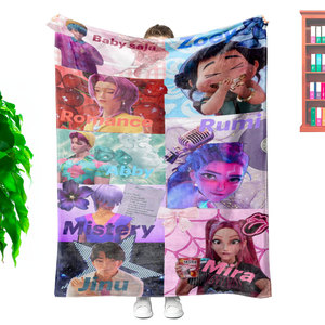 Manta de Felpa Suave y Cálida de Franela con Estampado Personalizado de Alta Calidad de Kpop Hunters Merch, Regalos <span class=keywords><strong>para</strong></span> Fans - Product Image 6