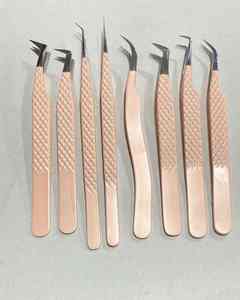 Logotipo personalizado etiqueta privada fibra de acero inoxidable y puntas de diamante pinzas para pestañas al por mayor herramientas para pestañas injertadas pinzas de extensión - Product Image 2