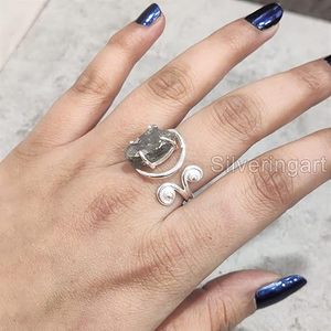 Rough Women's <b>Ring</b> Natural Labradorite Gemstone <b>Adjustable</b> Designer Christmas Gift Handmade Jewelry 925 <b>Sterling</b> <b>Silver</b> <b>Ring</b> - Product Image 2