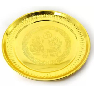 Attrayant Vintage Rond Pooja Thali En Laiton Pooja Thali Ensemble À La Main Puja Thali Traditionnel Pour L'article Religieux Hindou - Product Image 6