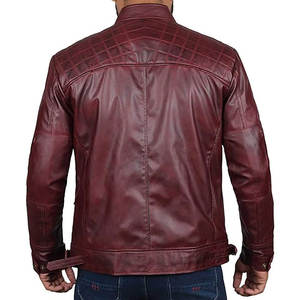 Veste de moto en cuir marron foncé avec poches zippées Veste en cuir d'agneau véritable Veste décontractée marron pour homme - Product Image 5