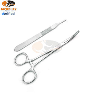 JACKBILLY Kit d'instruments chirurgicaux de base de haute qualité, 13 pièces, pinces, ciseaux, porte-aiguilles, outils en acier inoxydable, manuel CE - Product Image 4