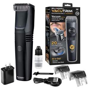 Tondeuse à barbe sans fil pour homme avec 20 réglages de coupe, rasoir électrique rechargeable avec aspiration intégrée pour la moustache, alimenté par batterie - Product Image 1