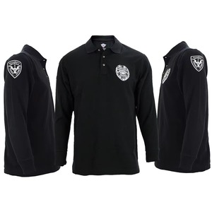 Polo de sécurité à manches longues de style décontracté pour hommes, 200 grammes, coton tricoté, manches avant solides, logo brodé - Product Image 5
