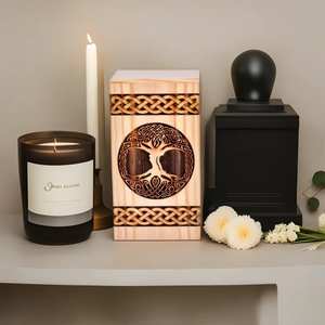 Urna de madera de pino para cenizas humanas Árbol DE LA VIDA Caja de madera Cremación personalizada para cenizas Caja de urna de madera grande hecha a mano - Product Image 2