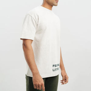 เสื้อยืดผู้ชายโอเวอร์ไซส์ลายกราฟิกผ้าฝ้าย280gsm หนักเสื้อยืดสีทึบออกแบบได้ตามต้องการ - Product Image 4