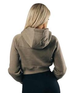 2025 Sudadera con capucha de gran tamaño personalizable para mujer de longitud corta de algodón en blanco de poliéster polar para gimnasio - Product Image 4