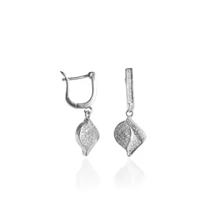 Pendientes de Cristal con Diseño de Hoja Plateada y Circonita Cúbica para Regalos de Joyería para Mujer - Product Image 3