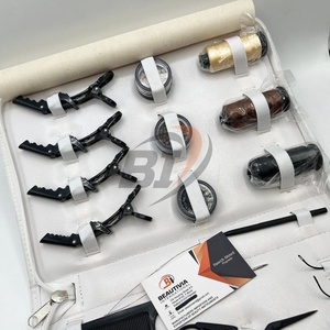 Pince à extensions de cheveux professionnelle pour usage commercial, outils noirs mats, étui blanc, outils en acier inoxydable avec perles et fils - Product Image 6