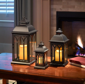 <b>Black</b> Metal Tabletop <b>Lantern</b> With Customized Logo For Wedding Christmas Home Decor In Wholesale Prices - Product Image 2