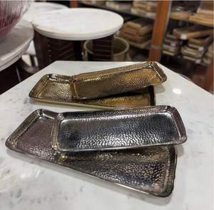 Attrayant rectangulaire en aluminium métal en or et argent finition forme Table basse 100% alimentaire 4 pièces Diwali en prix de gros - Product Image 5