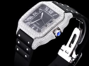 นาฬิกาสุดหรูทำด้วยมือ VVS Moissanite ประดับเพชรทำจากสเตนเลสสตีลนาฬิกาควอตซ์ปรับแต่งได้ - Product Image 5