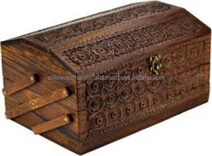 Cajas de madera talladas decorativas hechas a mano caja organizadora de joyas para mujeres y niñas joyas - Product Image 1