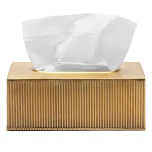 Caja de Pañuelos Rectangular de Acero Inoxidable con Acabado Brillante Amarillo, Diseño Personalizado, Porta Servilletas Cuadrado, Logotipo Personalizado, Duradero y Moderno para Bodas - Product Image 4