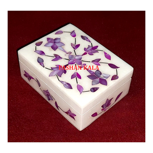 Boîtes à bijoux de travail incrustées florales de forme rectangulaire pour la décoration et le but doué - Product Image 1