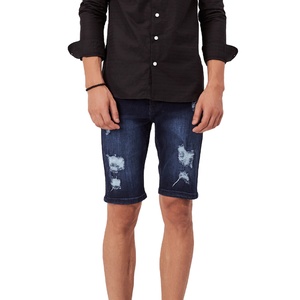 <b>Men</b> Denim Shorts Distressed Washed 100% Cotton <b>Stretch</b> Casual Summer Streetwear Vintage Slim Fit Ripped Custom ODM - Product Image 1