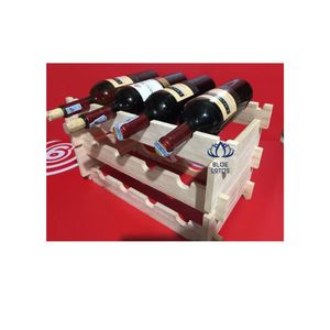 Accessoires de cuisine en bois de pin, porte-bouteilles de vin, porte-vin et barils, lotus bleu - Product Image 1