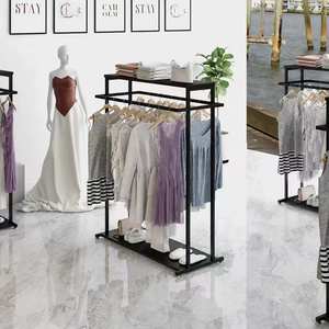 Expositor de ropa comercial de alta resistencia, totalmente metálico, con doble colgador, tipo isla, para tiendas minoristas y boutiques. - Product Image 3