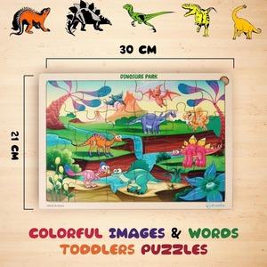 Rompecabezas de parque de dinosaurios de madera de primera calidad, juguete educativo personalizable para niños pequeños, se aceptan pedidos a granel - Product Image 3