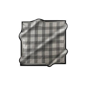 ผ้าพันคอไหมสีเทาทรงสี่เหลี่ยมลายเรขาคณิต - Product Image 1