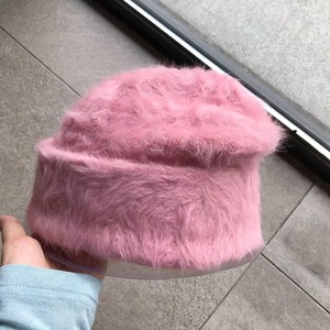 Vente chaude Couleur Unie Personnalisé Acrylique Fuzzy Tricoté Bonnet Laine Lapin Fourrure Pile Cap Chaud Ski Hiver Chapeau Bonnet - Product Image 5