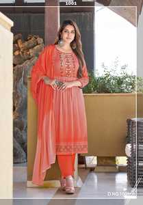 Gorgeous New Variety Georgette Kurti Pant Dupatta Set with Elegant Embroidery Work for Weddings and <b>Parties</b> Wholesale <b>Supply</b> - Product Image 2