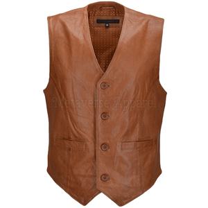 Chaleco de Moda para Hombre, de Cuero Genuino, Transpirable, de Invierno, de Alta Calidad, con Cierre de Cremallera y Cuello en V, Estilo Urbano, Superventas - Product Image 3