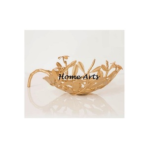 Bol décoratif en aluminium de conception fabuleuse bol de collations de chocolat de forme de feuille de couleur d'or pour l'usage à la maison de cuisine - Product Image 1