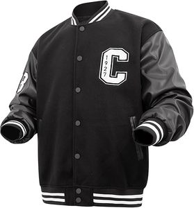 Blouson d'université en faux cuir vintage unisexe 100% laine hiver avec support Baseball Bomber manteau broderie Letterman hommes femmes - Product Image 1