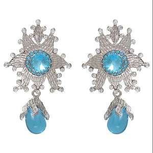 Kriaa Boucles d'oreilles fines plaquées argent pierre bleue autrichienne 1302233 - Product Image 1