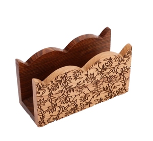 Sheesham & Beech Wood Tissue Holder Elegant Home Decor Design for Living Room Bathroom Antique Style table decoration - Product Image 1