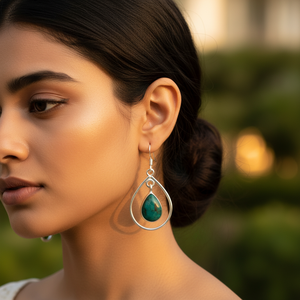 Pendientes de Plata 925 con Esmeralda en Forma de Lágrima, Chapados en Oro, para Regalo de Boda, Uso Diario para Mujer - Product Image 3