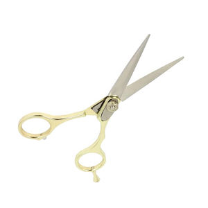 Ciseaux de salon de coiffure fantaisie demi-or lame droite ciseaux de salon de beauté en acier inoxydable allemand - Product Image 2