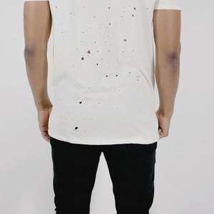 Camiseta desgastada lavada Vintage para hombre al por mayor, ropa de calle de algodón con logotipo personalizado, camiseta para hombre en color sólido - Product Image 6