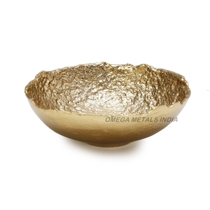 Bol de centre de table élégant en métal doré avec base de style tronc d'arbre, bol de service décoratif pour table à manger et décoration intérieure - Product Image 4